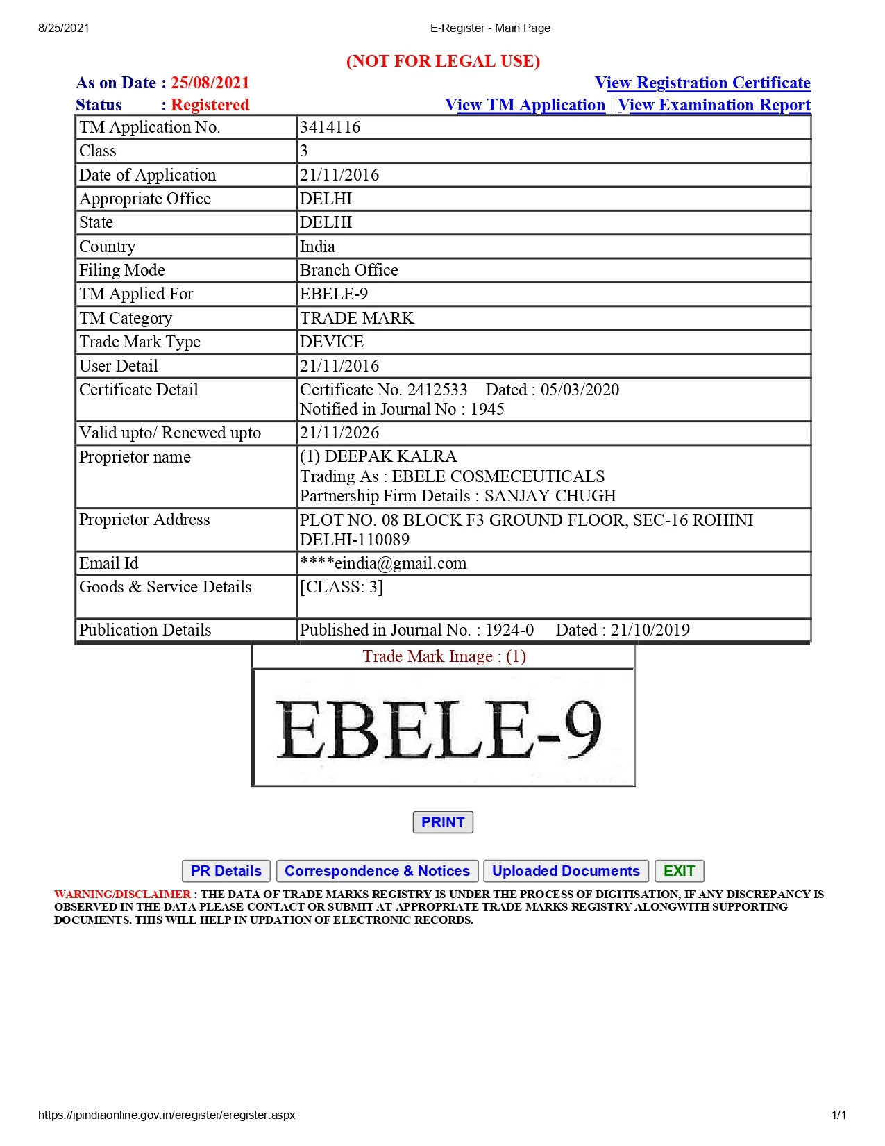 Ebele Certificate