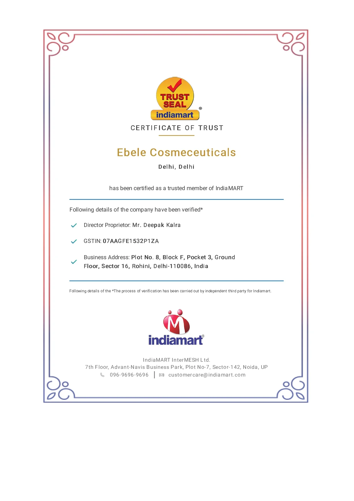 Ebele Certificate